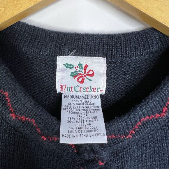 Nutcracker Womens Christmas Navy Blue Button Vest Sz M Snowman Angel Gingerbread - Picture 3 of 10